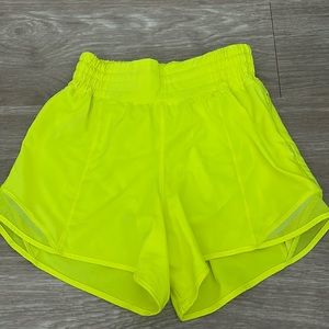 yellow hotty hot lululemon shorts